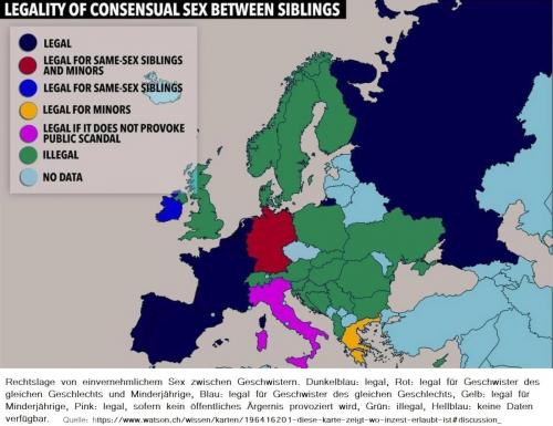 Rechtslage Inzest in Europa